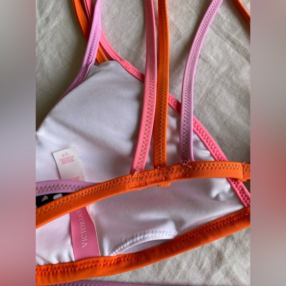 Victoria secrets retro vibes summerOrange and Black Polka Dot Bikini Set size S - Picture 5 of 9